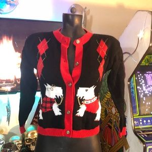 Vintage 80s Scottie Dog Cardigan Sweater Sz S